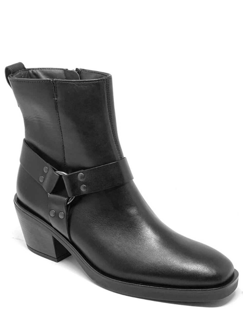 $550 PAUL GREEN WEST MOTO HARNESS LEATHER BLACK CUBAN HEEL BOOTIE 7.5 (TF21)